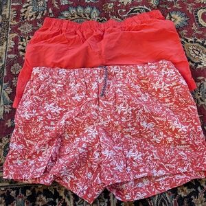 2 Pair Columbia Coral Solid & Floral  Water Shorts XXL With Zippered Back Pocket